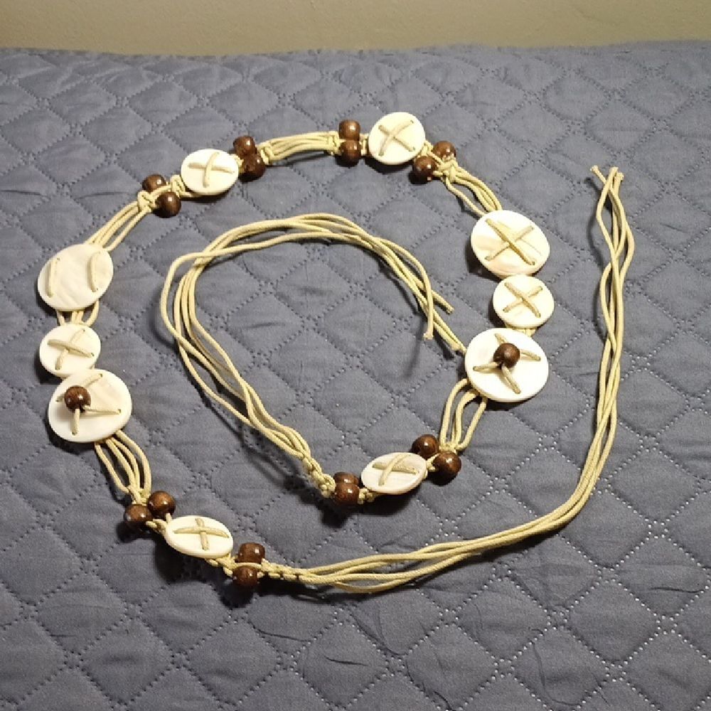 Vintage Rope And Shell Tie Belt